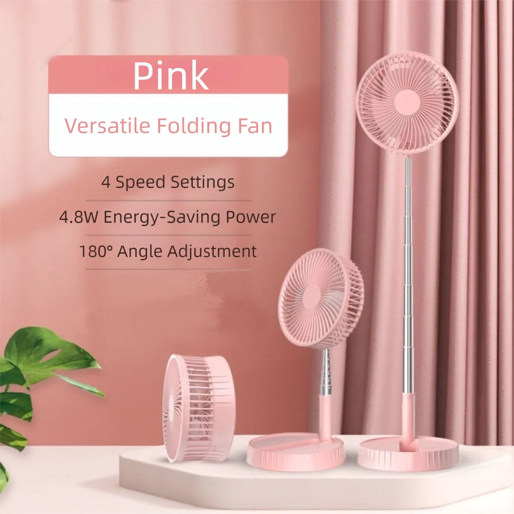 24H Long Battery Life Telescopic Electric Fan 1m Rotatable Desktop Electric Fan Creative Portable Air Conditioner Cooling Fan