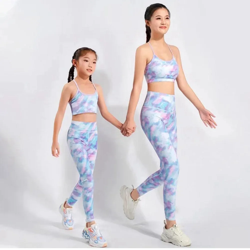 Parent-child kidsren's yoga clothing mother and daughter suit spring and summer girls quick-drying sports vest nude-feeling