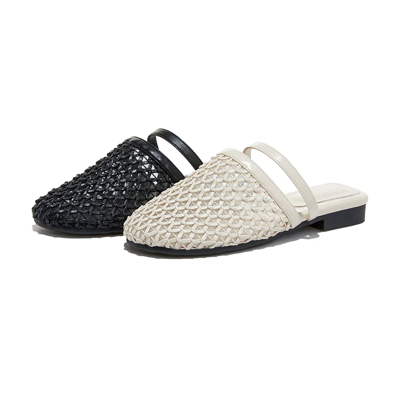 

AIYUQI 2025 New Women's Slippers shoe Flat Woven Half-Slippers Women Summer Hollow-Out Comfortable girl Shoes