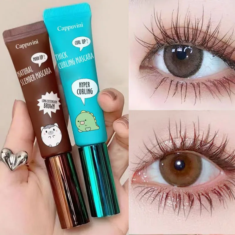 카푸비니 두껍고 날씬한 마스카라, 오래 지속되는 컬링, 방수 및 얼룩 방지 속눈썹, 아이 메이크업 마스카라