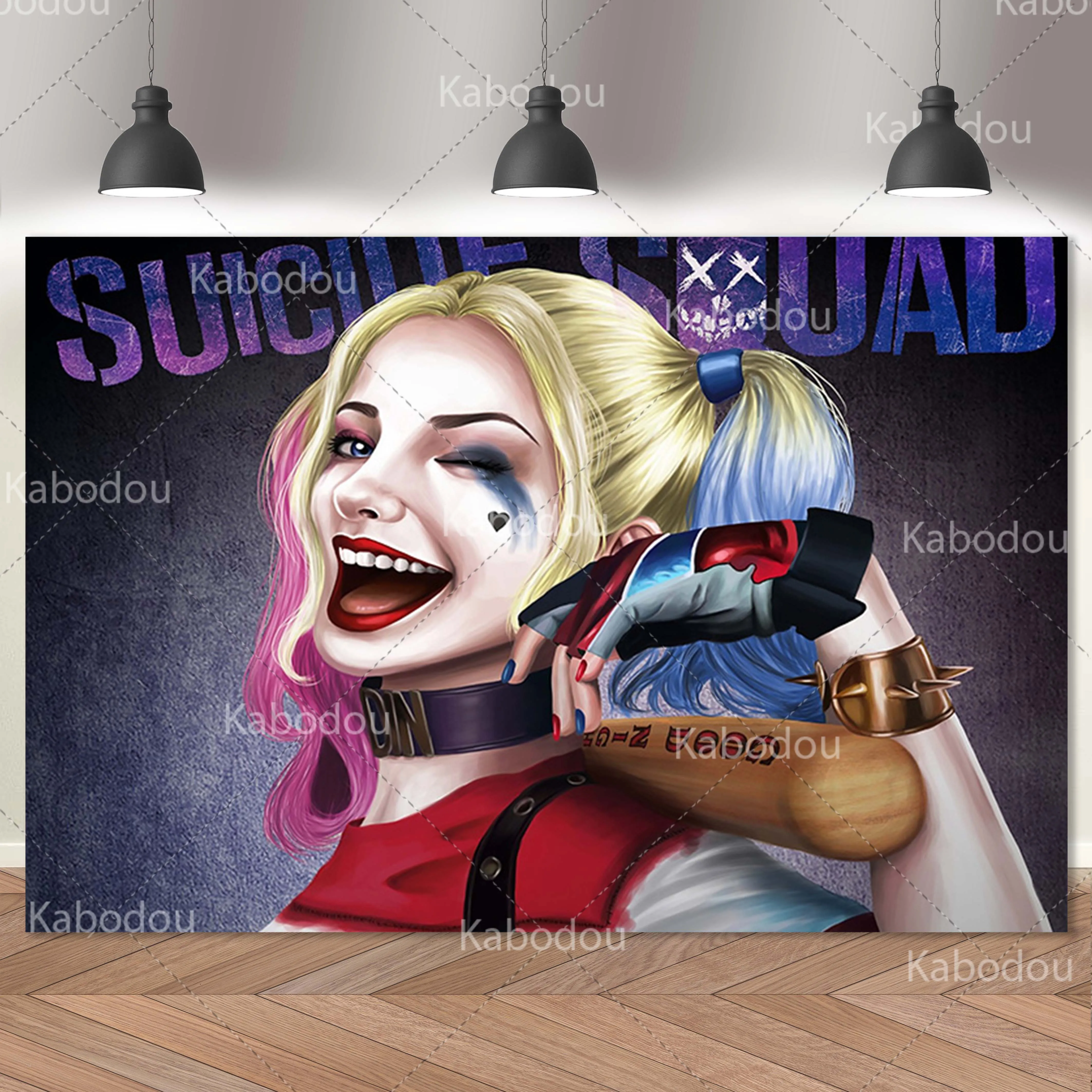 Harley Quinns Backdrop Girls Birthday Party Decoration Cartoon Photography Background  Banner Poster Baby Shower Studio Prop