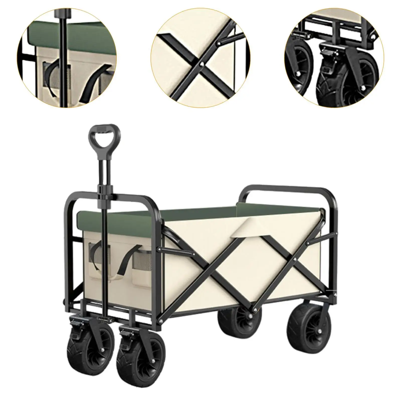 Foldable Wagon Cart Grocery Wagon Lightweight Waterproof Multifunctional Utility Wagon Grocery Shopping Cart for Shopping