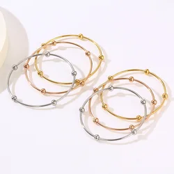 New Ball Round 3 Color Women's Bangle Light Luxury Stainless Steel Charm Bracelet For Ladies Men Wedding Party Jewelry Gifts