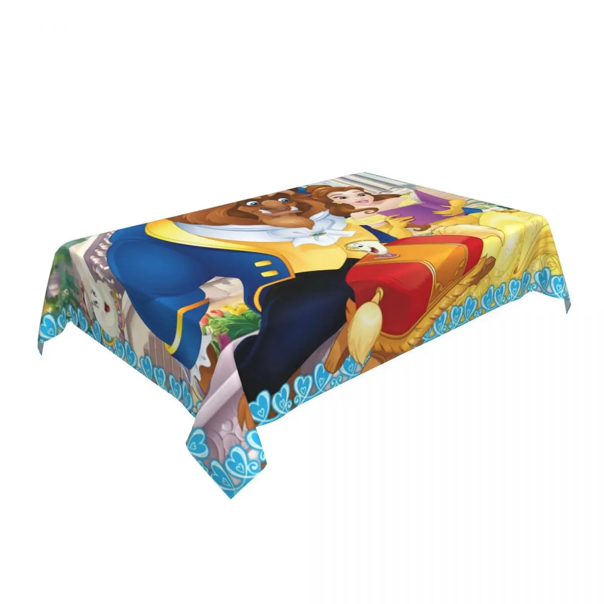 Rectangular Disney Beauty And The Beast Table Cloth Waterproof Tablecloth Outdoor 45