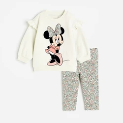 Disney Minnie Baby Girl Clothes Sets Spring Autumn 0-4Y Fashion Girls Sweatshirts + Leggings Toddler Girl Outfits Sets