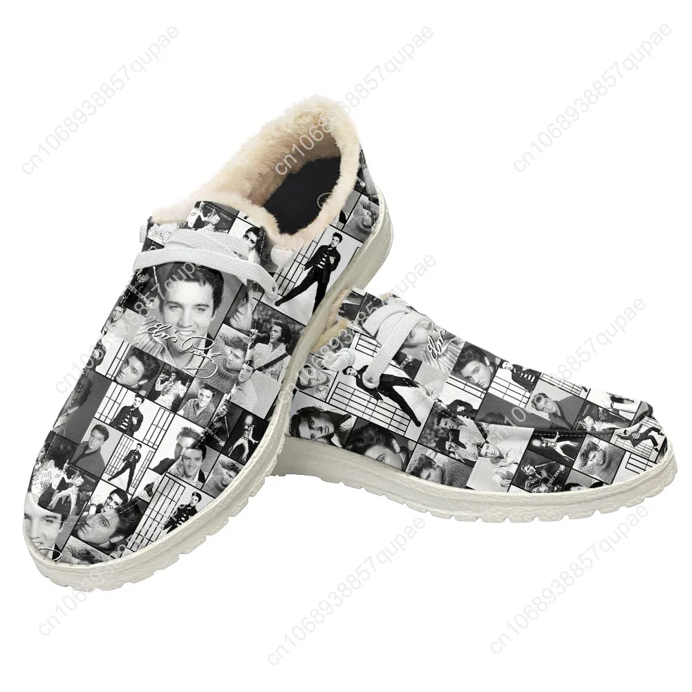 Elvis Aaron Presley Plush Flat Shoes The King Hillbilly Cat Men Woman Outdoor Sneaker Fashion Lightweight Shoes Custom Made Shoe