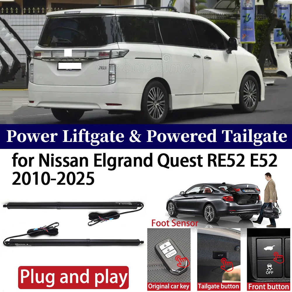 

ZhuCamX for Nissan Elgrand Quest RE52 E52 2010-2025 Car Power Liftgate Automatic One-Click Powered Tailgate Strut opener