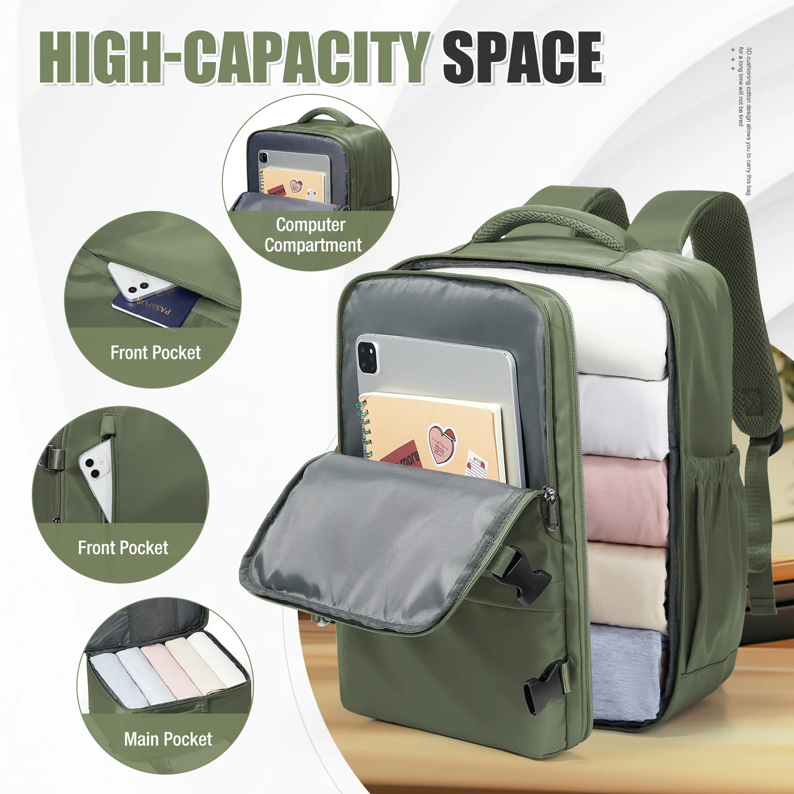 حقيبة ظهر Ryanair مقاس 40 × 30 × 20 حقيبة سفر على شكل طائرة للرجال والنساء، حقيبة ظهر للكمبيوتر المحمول مقاس 15.6 بوصة حقيبة مفرغة للسفر مع مضخة #2