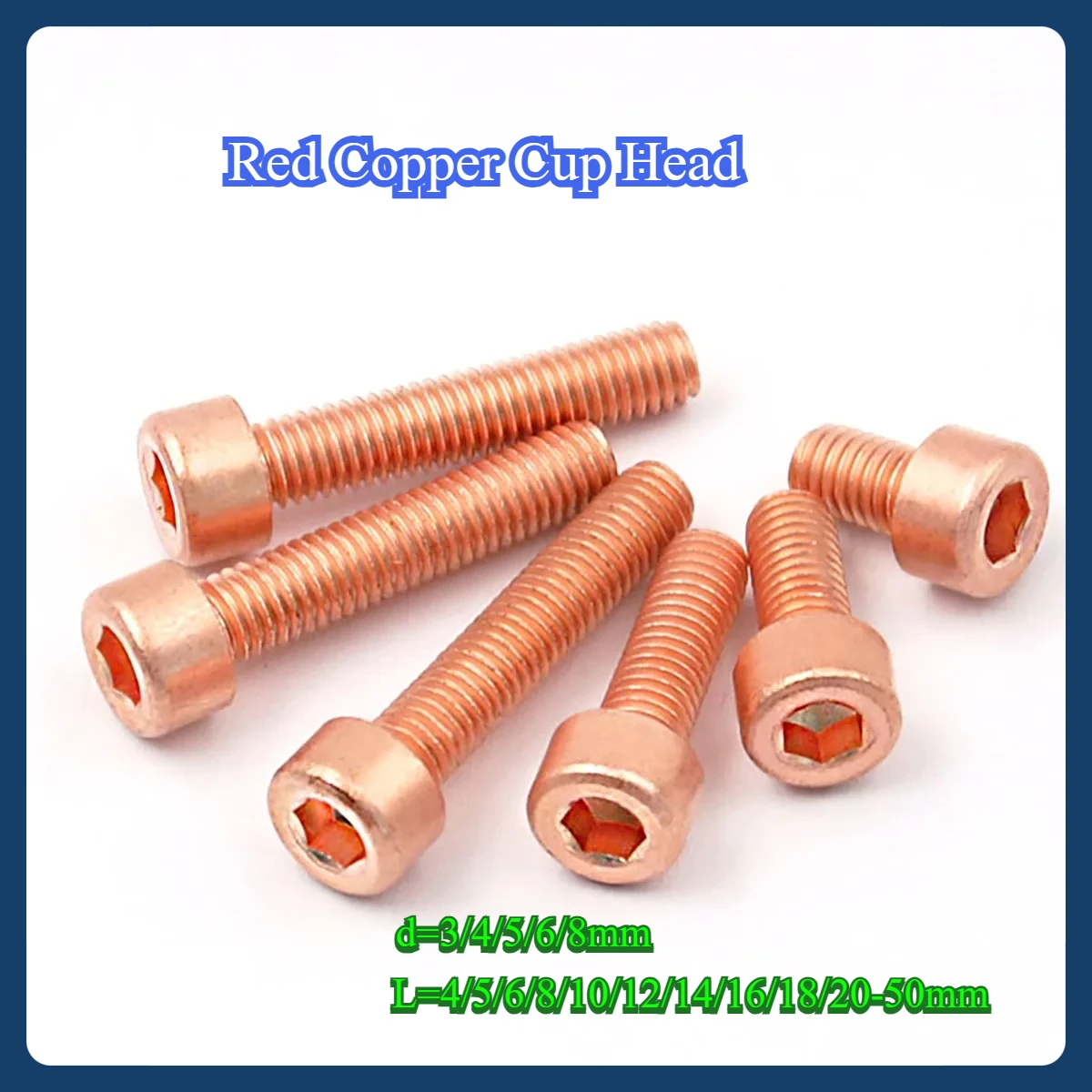 

Red Copper Cup Head / Cylindrical Head Hexagon Socket Bolt Screw M3-M8