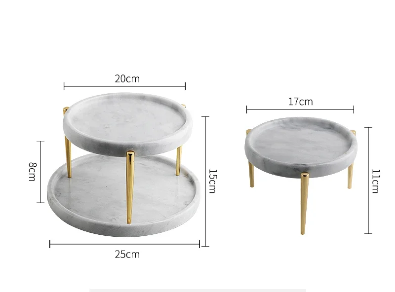 

Light luxury Nordic style double-layer creative dessert table, combination shelf, natural marble storage tray