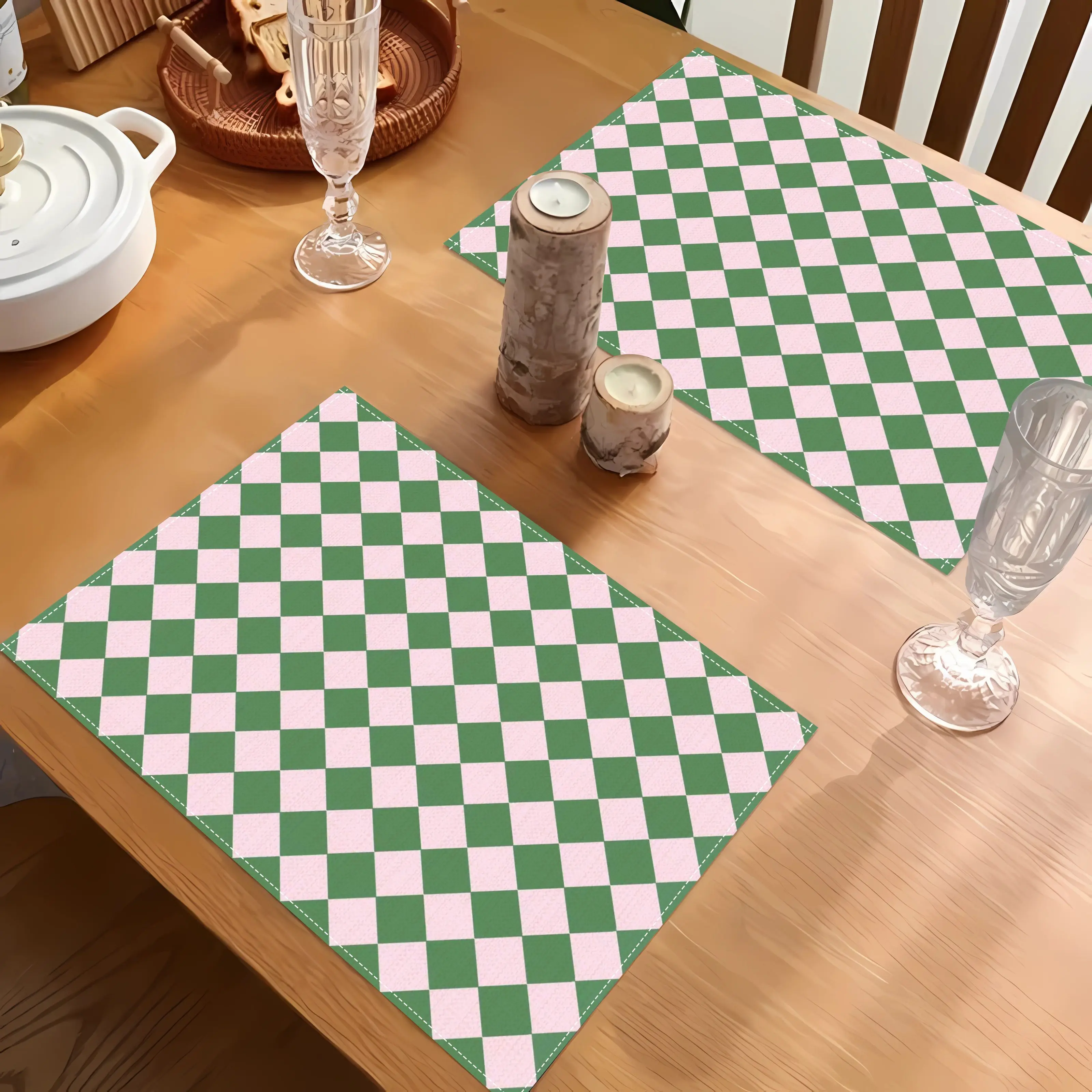 4Pcs Modern Nordic Style, Fashionable Colorful Checkered Placemats, Suitable for Dining Tables, Kitchens, Restaurants, Party Celebrations, and Picnics.