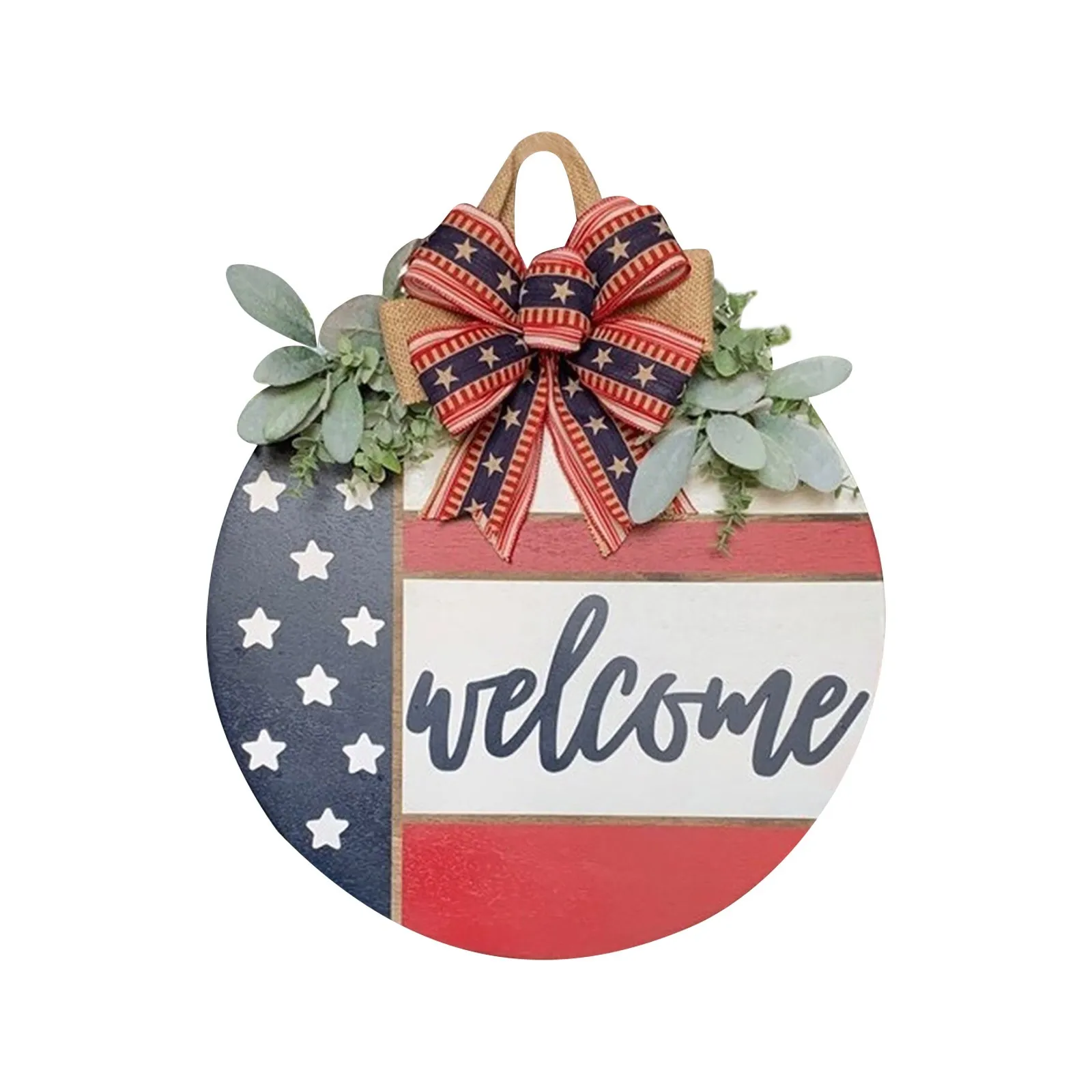 Welcome American Independence Day Welcome Door Sign Christmas Day Home Front Door Hanger Wooden Door Sign Suministros NavideñOs