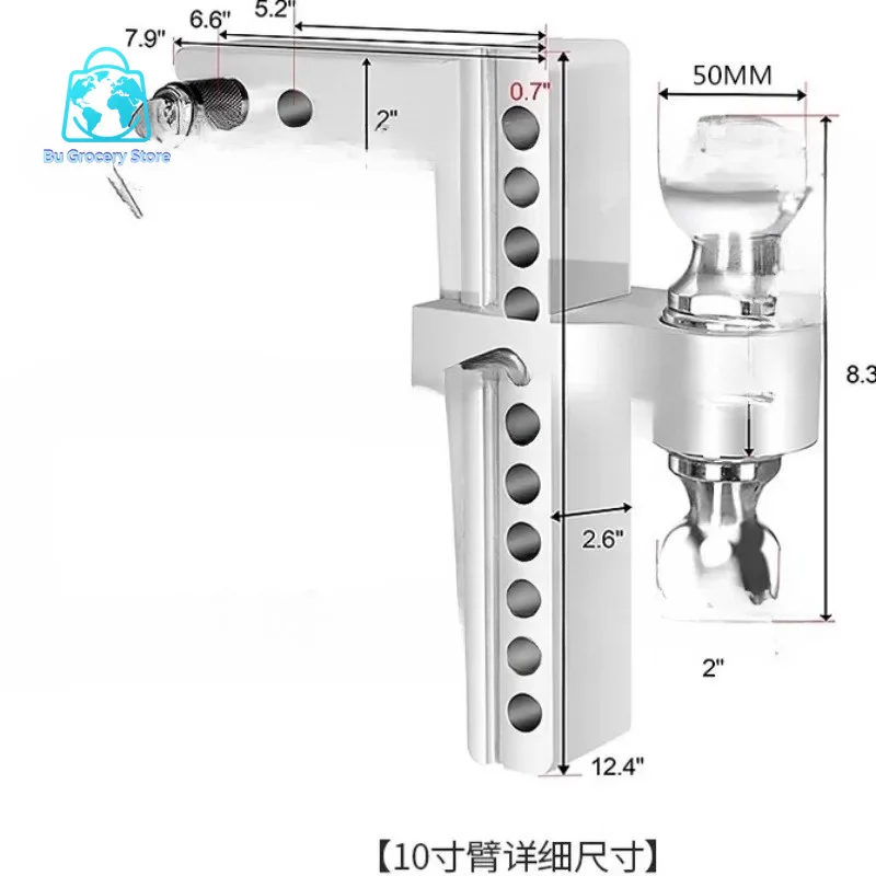 Solid Trailer Arm Ball Hook  Vehicle Modified Rear Bar Motorboat Traction Trailer Connector Square Port Bar