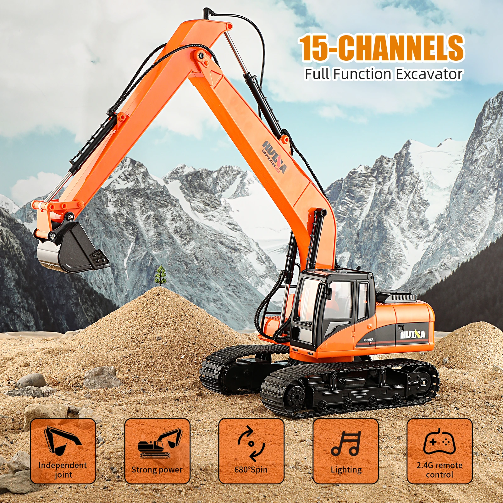 1/14 RC Excavator Truck 15CH 2.4GHZ Alloy Professional Remote Control Engineering Construction Vehicle Children\'s Toy Gift