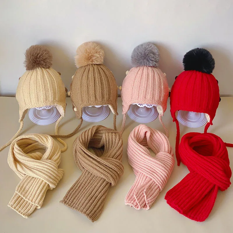 

Autumn and Winter Korean Style Children's Hat and Scarf Set, Baby Warm Knitted Hat and Scarf, Versatile for Boys and Girls