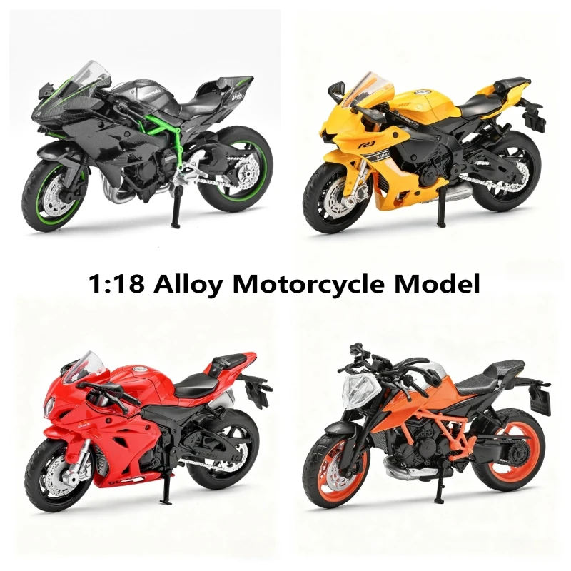 

1:18 H2R R1 GSX-R1000 Super Duke R, имитация сплава, серия мотоциклов, модель игрушки, детский подарок, коллекция дисплеев
