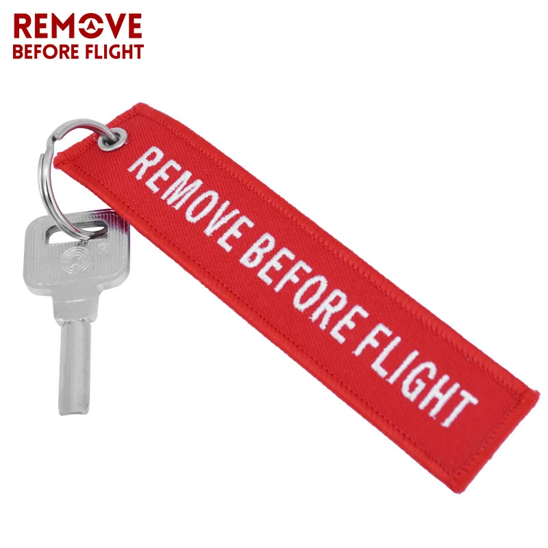 5 PCS Remove Before Flight Embroidery Keychain Bag Pendant Key Chain Holder Key Car Trinket Keyring For Men Women Gift