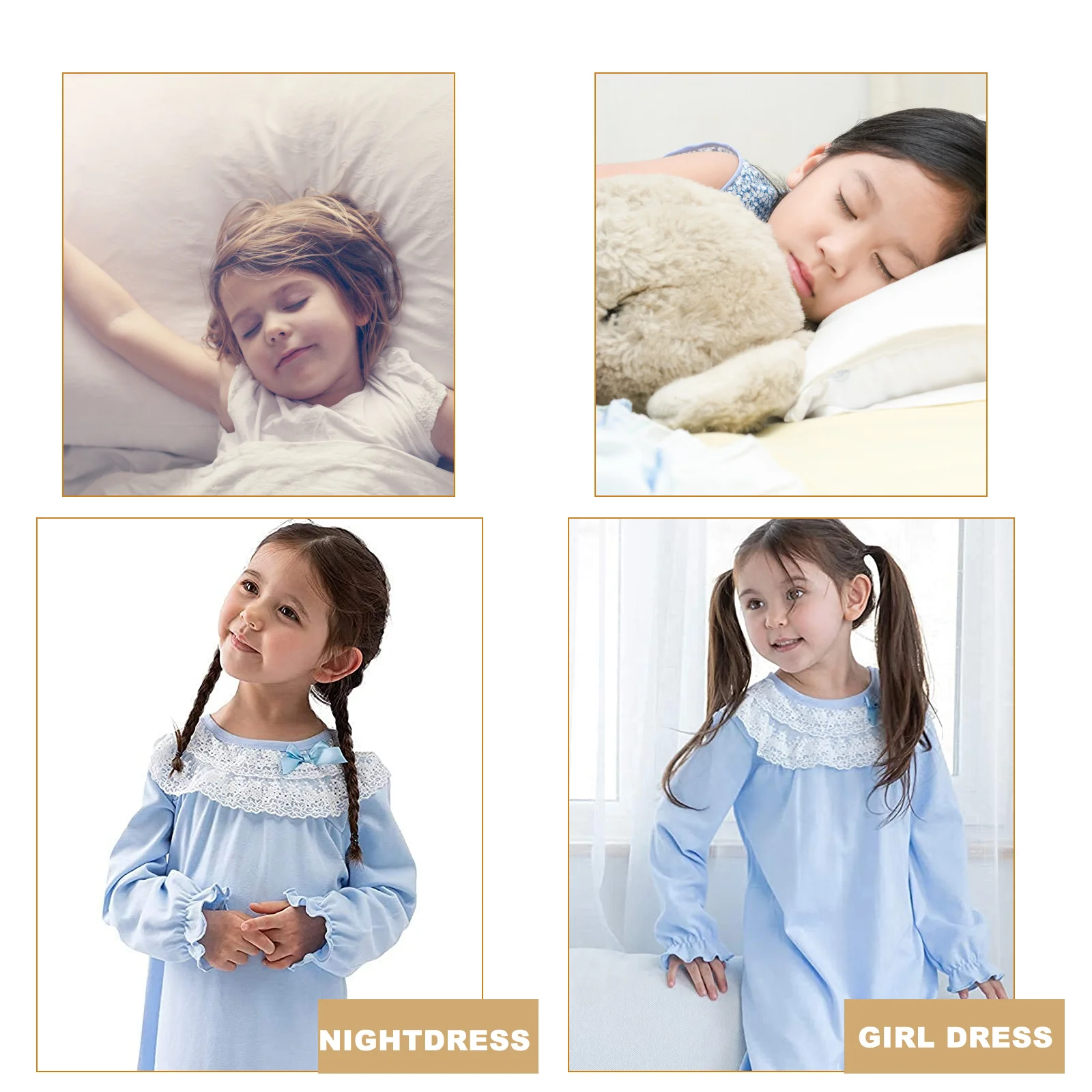 

1Pcs Kids Cotton Nightwear Long Sleeve Leisure Nightgown Comfortable Skin Friendly Easy to Put on Kids Nightdress