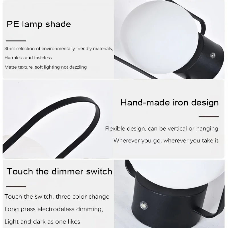 Nordic Atmosphere Table Lamp LED Living Room Decoration Night Light Charging Hanging Light Exposed Handheld Camping Table  Lamps