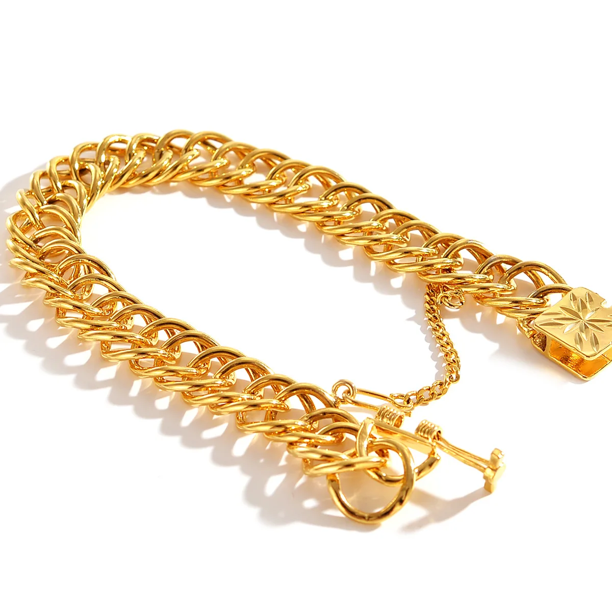 

Men and Women 24K Gold AU999 Wide Buckle Heart-Star Bracelet | Double-sided Song Dynasty star map, Hanfu elegance