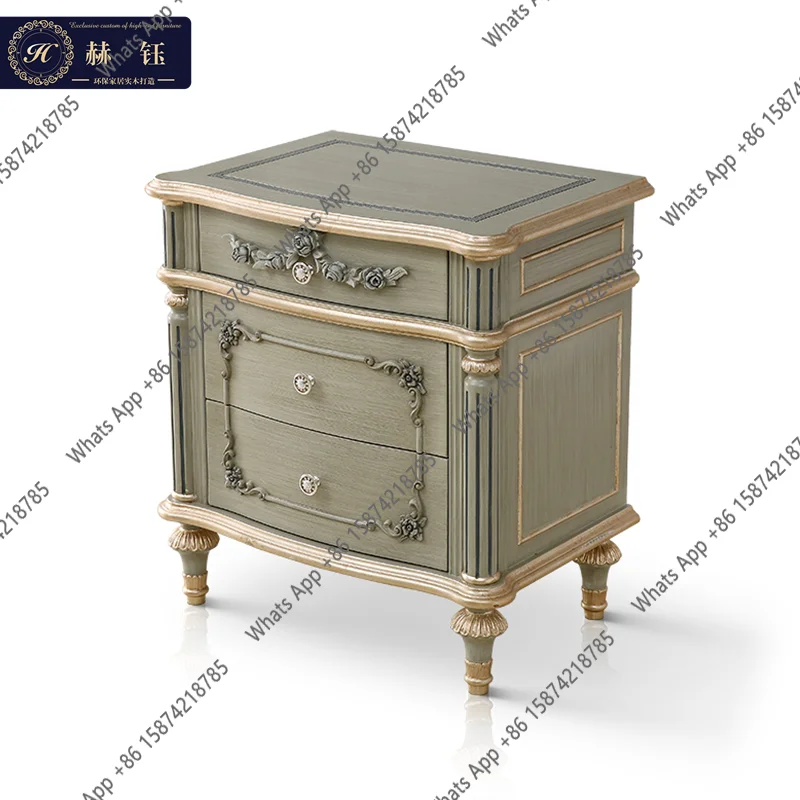 

Zx High-end Custom European Solid Wood Bedside Table Neoclassical Small Locker French Luxury Court Bedside Table