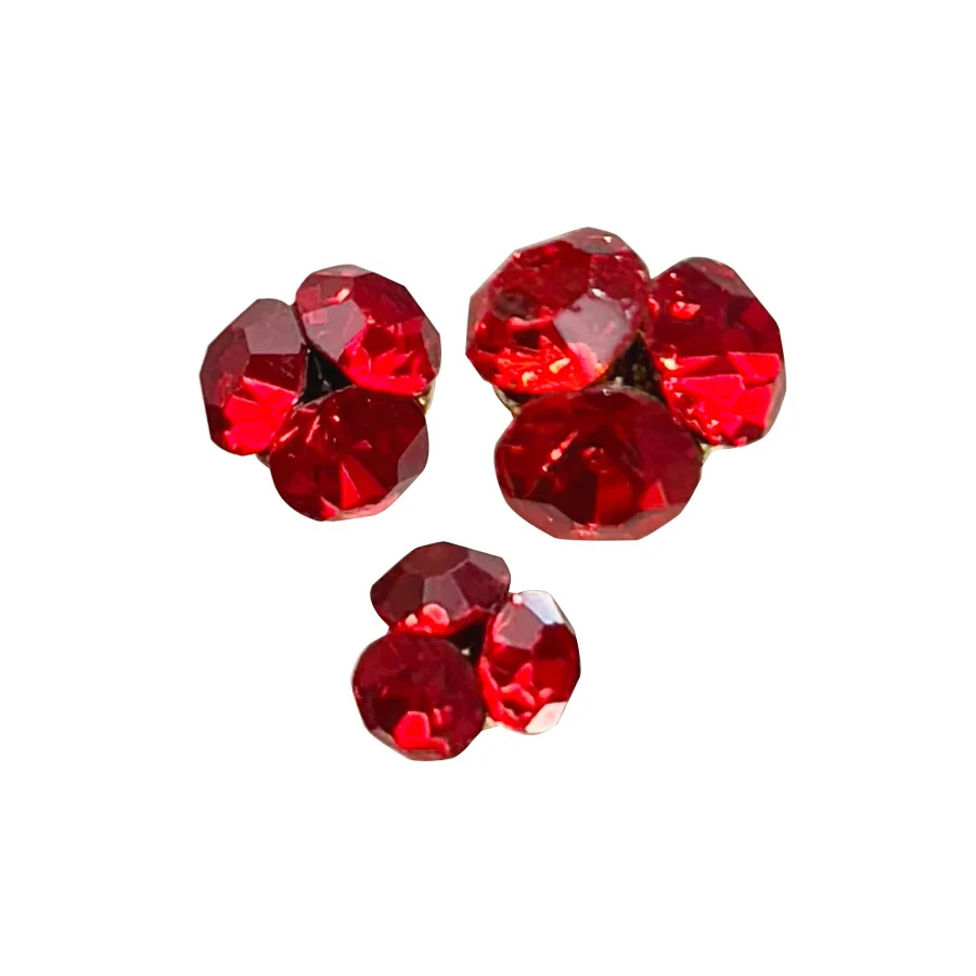 10 SZT. Chińskie Czerwone 3D Rubiny do Zdobienia Paznokci, Cyrkonie, Kamienie Szlachetne, Ozdoby do Paznokci na Nowy Rok