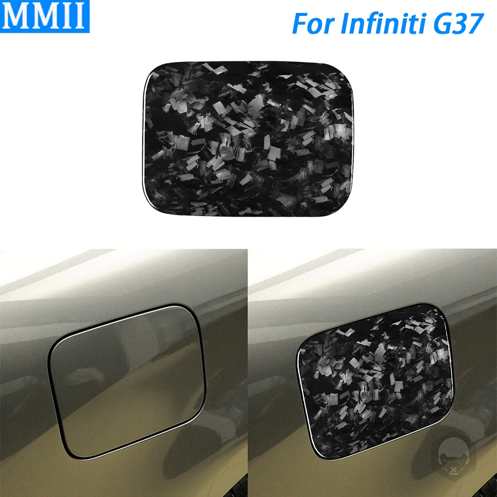 For Infiniti G37 2008-2013 G35 07-08 G25 11-12 Forged Carbon Fiber Fuel Tank Cover Panel Trim Car Decoration Accessories Sticker