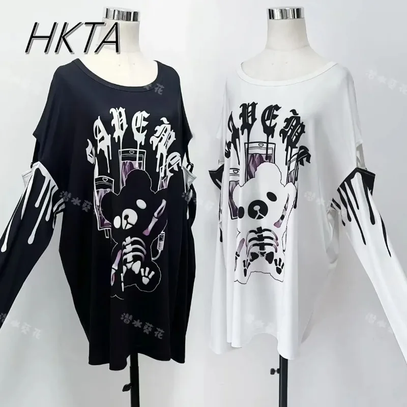 Original Long Sleeve T-Shirt 2026 New Summer Cute Cartoon Printed Mine Subculture Two Dimensional Loose White TShirt Y2k Top