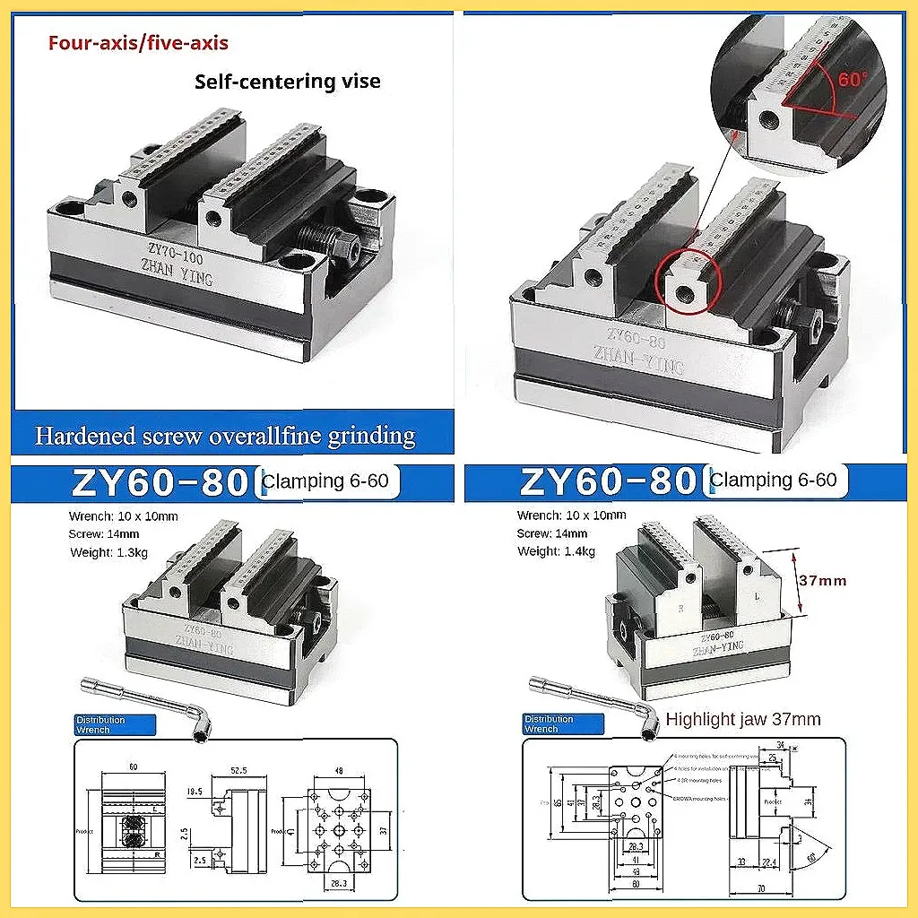 

5-осевые самоцентрирующиеся тиски с ЧПУ, электродный зажим из меди для электроэрозионной обработки, для прецизионной механической обработки деталей (4/5 осей)