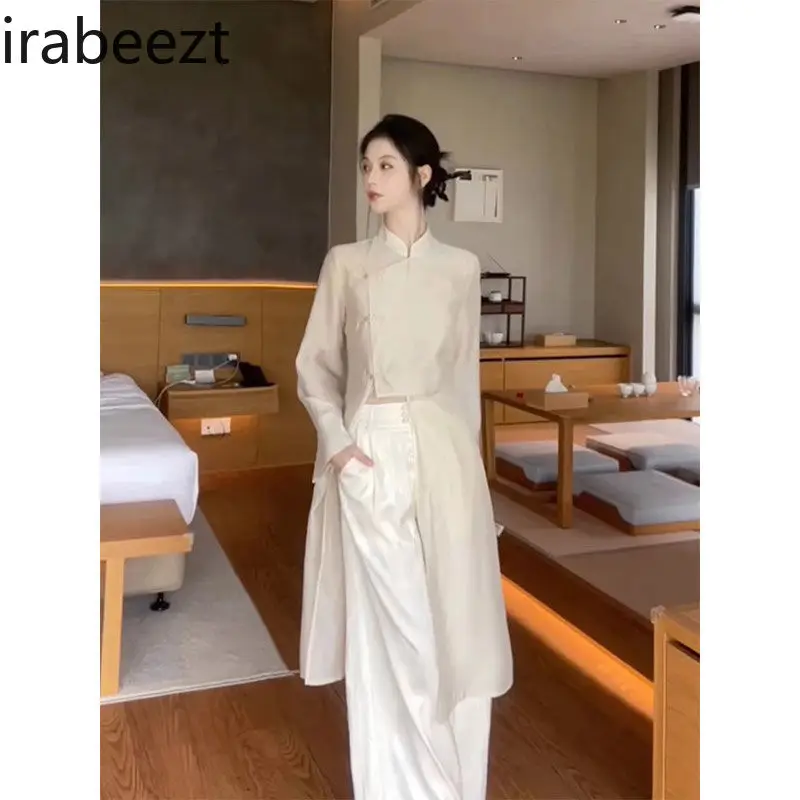 

Plus Size Hanfu Dress Chinese Style Loose Traditional Costume Women Elegant Zen Two-Piece Set Spring Autumn Boho Chic