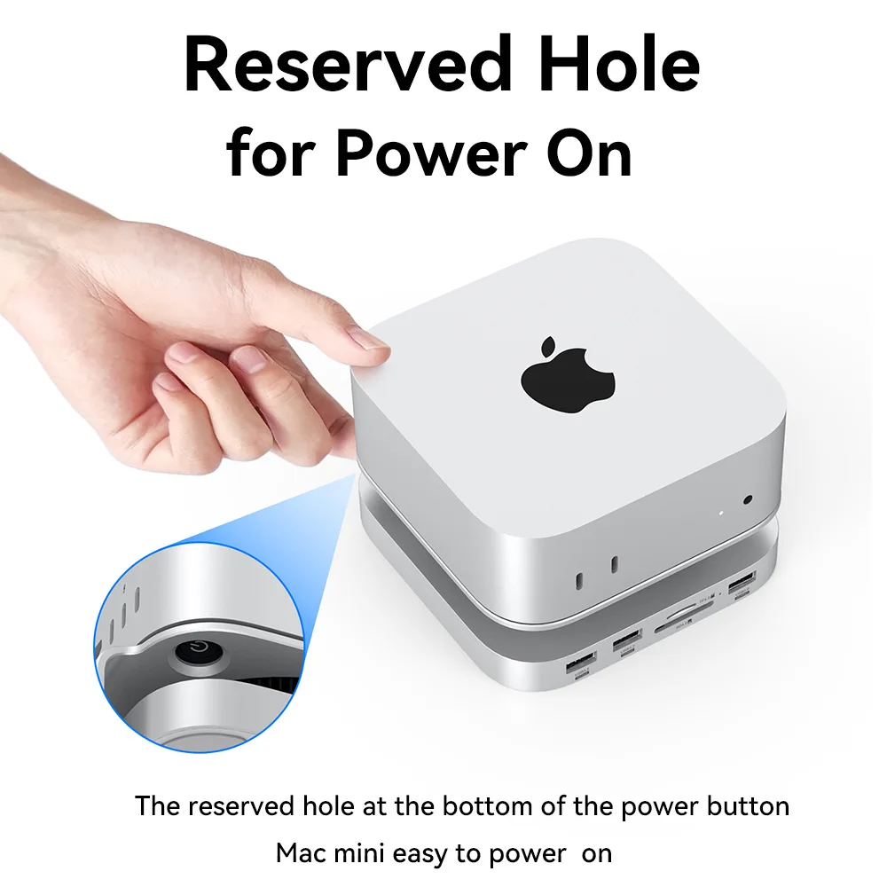 Mac mini USB C Hub พร้อม M.2 SSD Enclosure สําหรับ Mac Mini M4/M4 Pro Stand Type-C Docking Station SSD กรณี USB3.2 Gen2 SD4.0 TF4.0