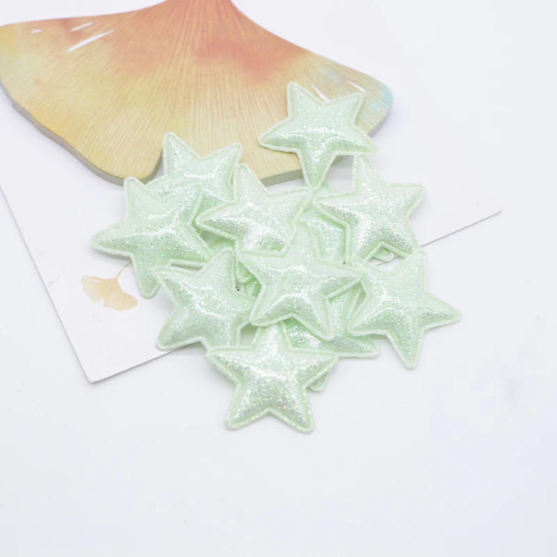 50Pcs 25mm Bling PU Leather Star Applique for DIY Girl Headwear Hair Clips Decor Accessories Clothes Hat Sewing Patches