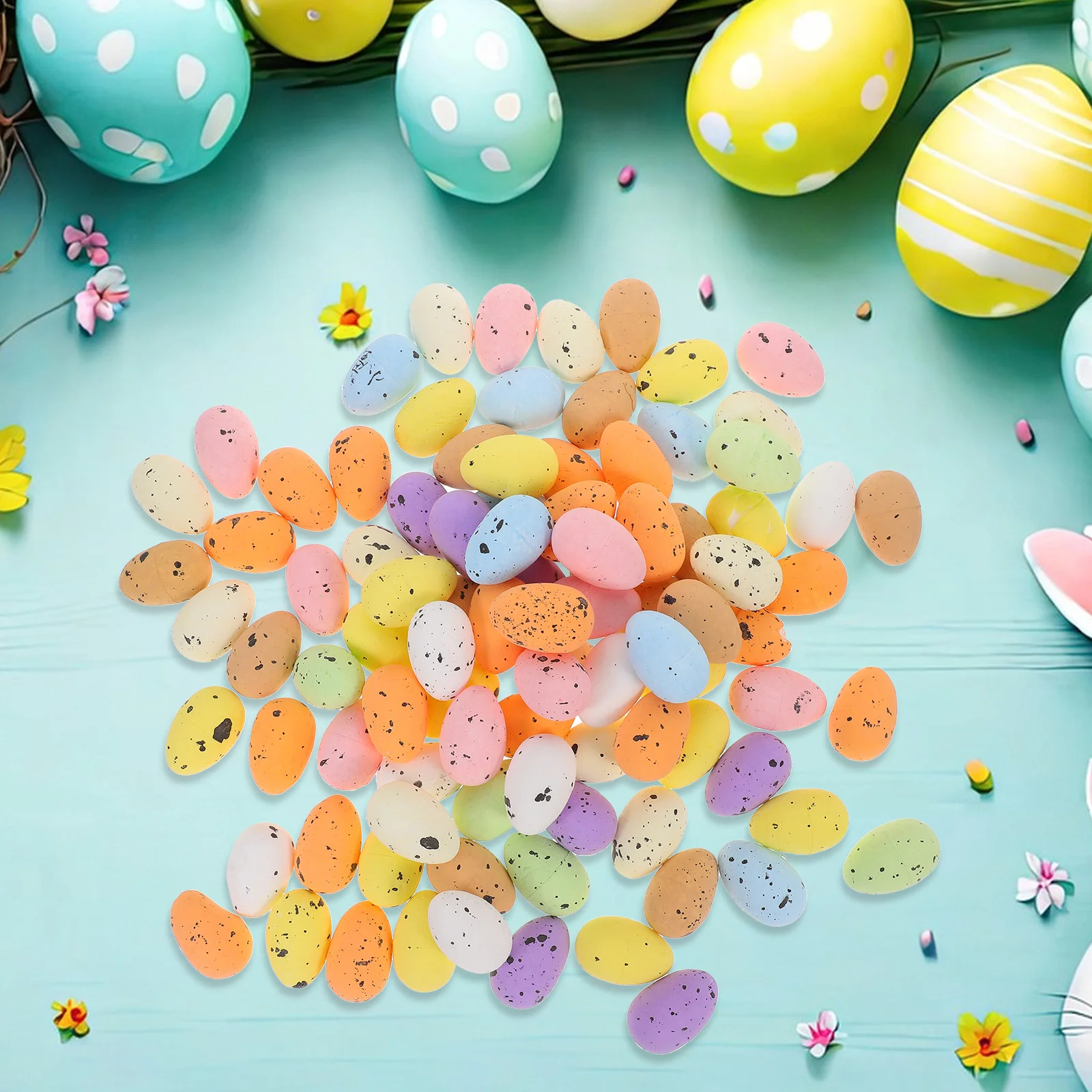 

100Pcs DIY Foams Easter Eggs Imitation Colorful 3cm Party Favors Decorations Foam Egg Ornaments Easter Foams Egg