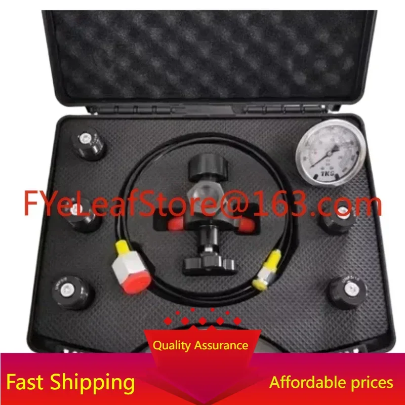 

0-400Bar 6000Psi Pressure Gauge Test Kit Pressure Gauge Kit Hydraulic Accumulator Nitrogen Charging Valve Five Types of Adapters