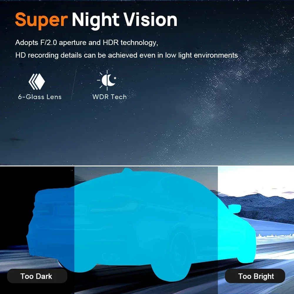 3 قناة سيارة داش كام DVR HD1080P المقصورة داشكام مركبة داش كام كاميرا القيادة مسجل الصندوق الأسود الداخلي 24H شاشة ركن السيارة #5