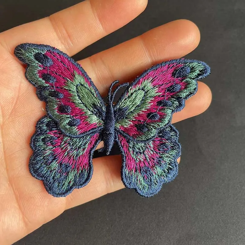 8*5.8CM/Colorful Butterfly Fabric Applique Sew On Patches Embroidery Clothes Stickers DIY Sewing Supplies For Clothing,Dress