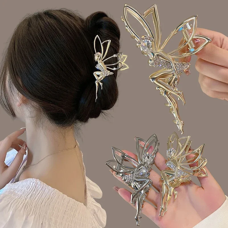 Fashion Large Elf Hair Claw For Women Girls Clamps Hair Crab Metal Ponytail Hair Clip Claw Accessories Headwear Tiara Hairpin