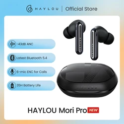 HAYLOU Mori Pro 블루투스 5.4 이어폰, 43dB ANC 액티브 노이즈 캔슬링 이어버드, 6 마이크 무선 헤드폰, 35H 배터리 수명