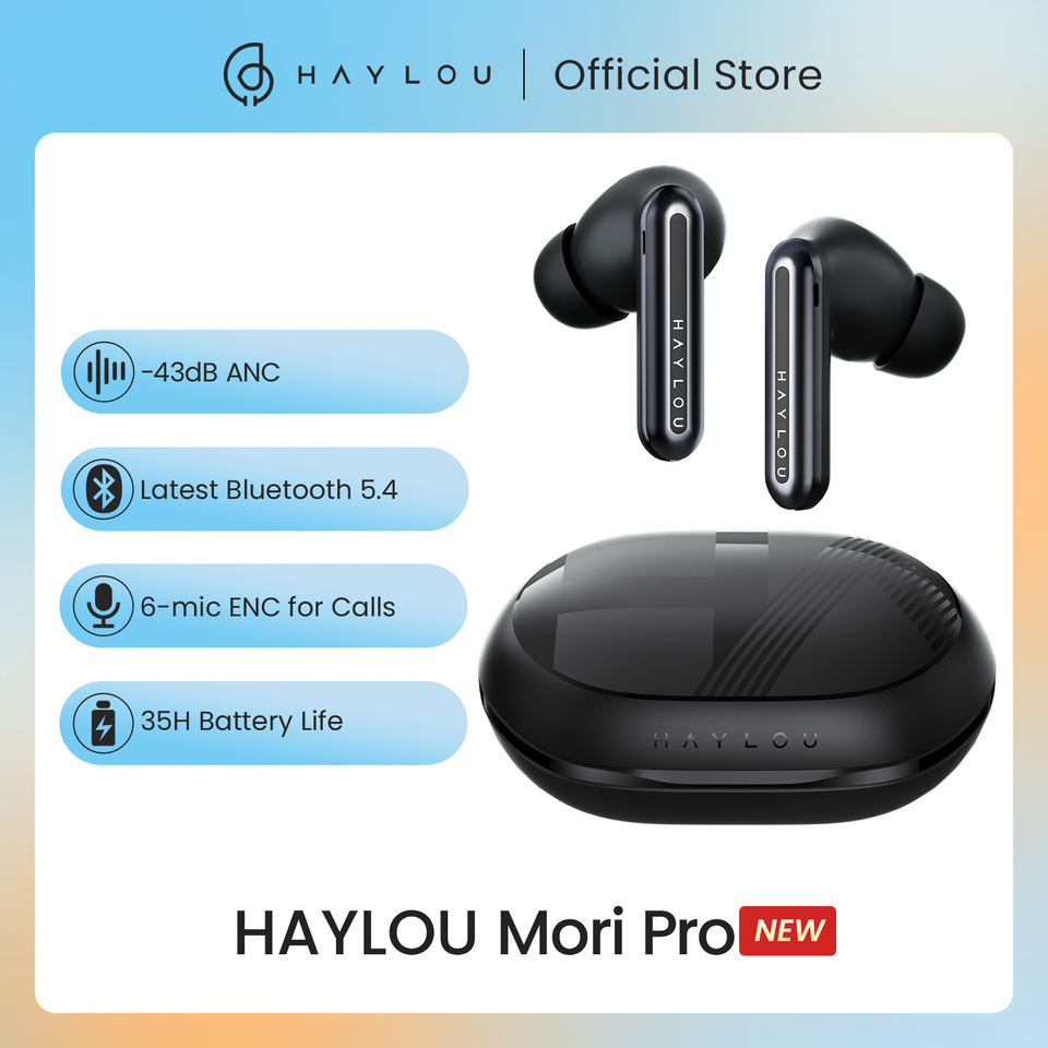  HAYLOU Mori Pro Bluetooth 5.4 Earphones -43dB ANC Active Noise Cancellation Earbuds 6 Mic Wireless Headphones 35H Battery Life 