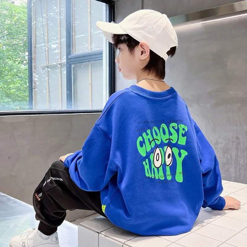 Boys Middle & Big Kids 2025 New Fall Winter Fleece-Lined Thickened Warm Loose Fit Stylish Base Layer Top