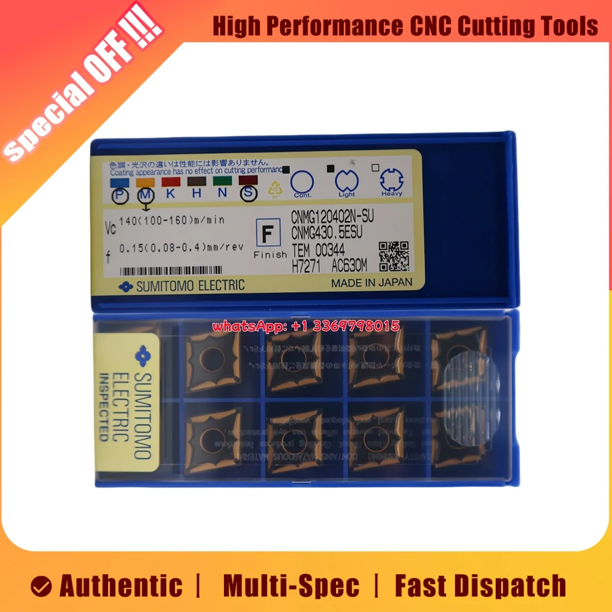 

10pcs SUMITOMO Original CNGG CNGG120408N-GH AC503U Turning Insert