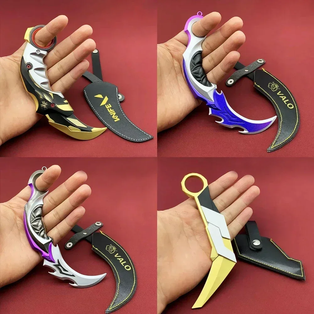 16/22cm Hot Valorant Game Peripherals Weapon Model Karambit Uncut Balisong Toy Sword Cosplay Metal Collection Ornament Boys Gift