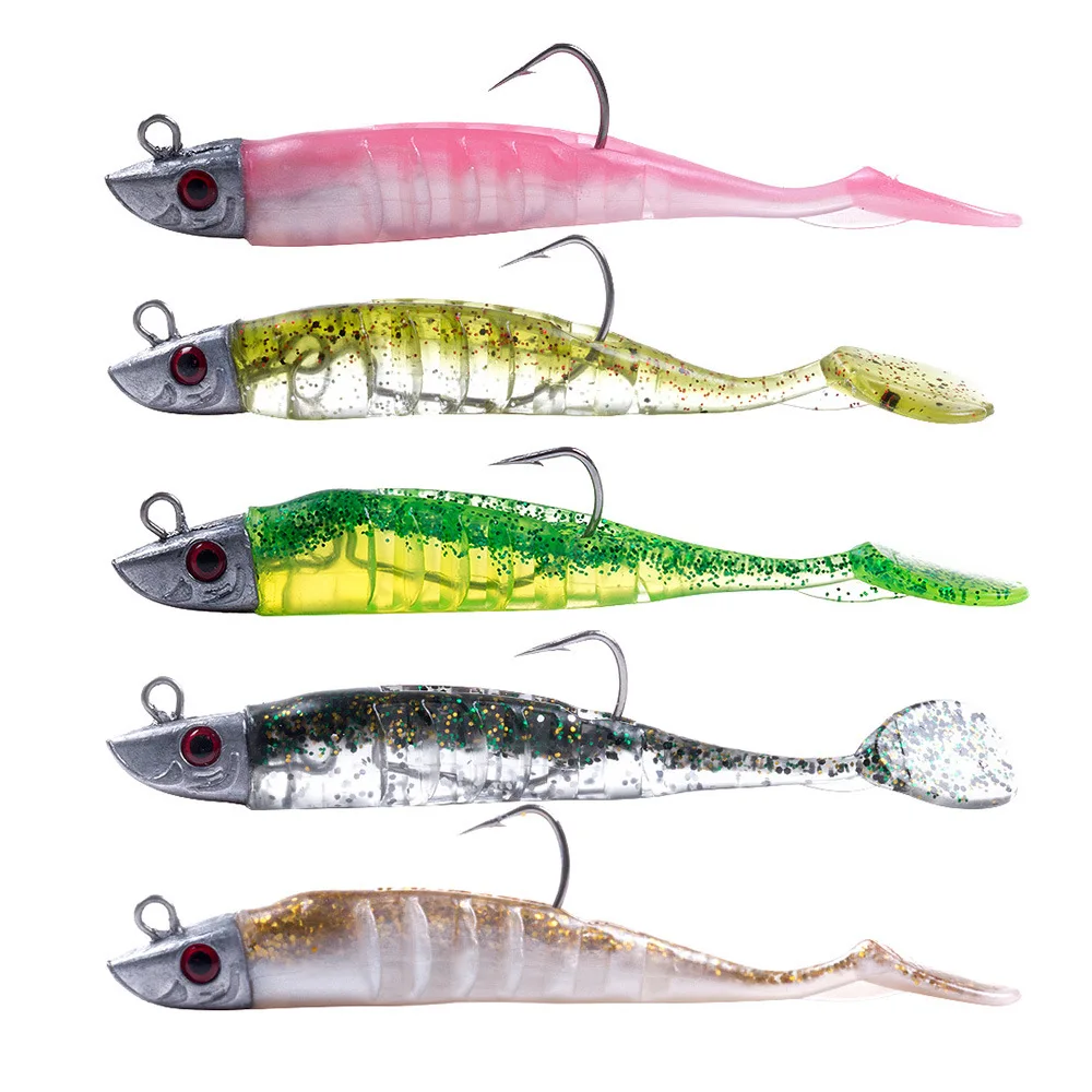 

9CM 11CM Two-tone T-Tail Soft Fish Bait Lead Head Crank Hook Bionic Lure Freshwater Saltwater Fishing Tackle