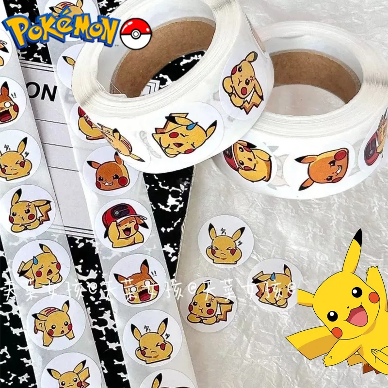 500Pcs Pokemon Pikachu Cartoon Stickers Kawaii Gift Bag Seal Stickers Handbook Guitar Luggage Decorative Stickers Accessories