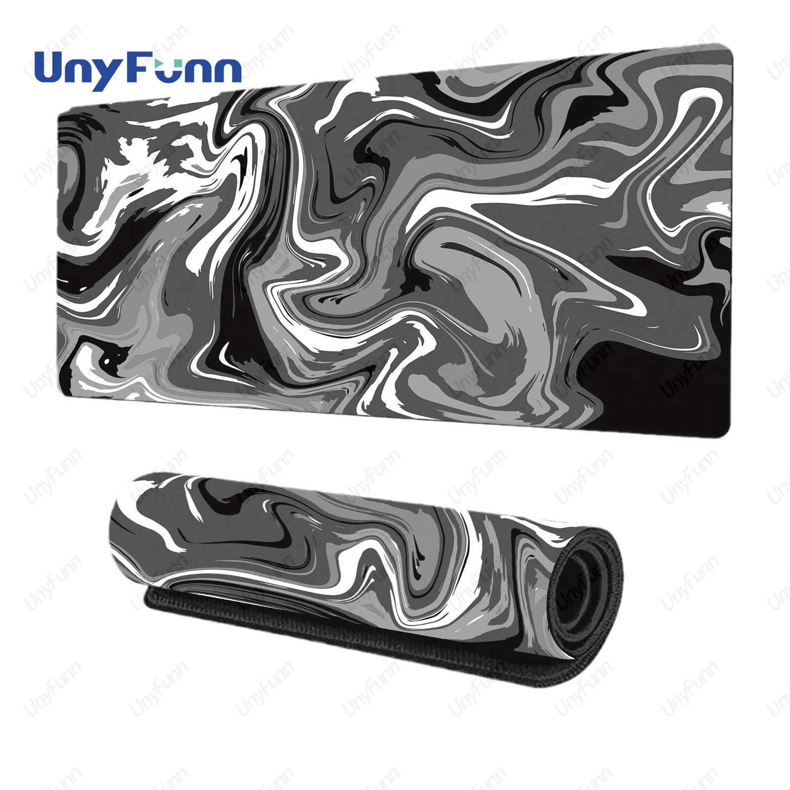 

XXL Abstract Black White Ink Liquid Waves Mouse Pad Non-Slip Rubber Base Extended Gaming Desk Mat for Keyboard PC Home Office