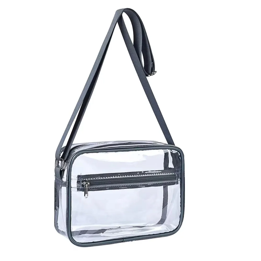 Versatile Double-deck Clear Crossbody Bag PVC Waterproof Stadium Bag Transparent Shoulder Bag Traveling