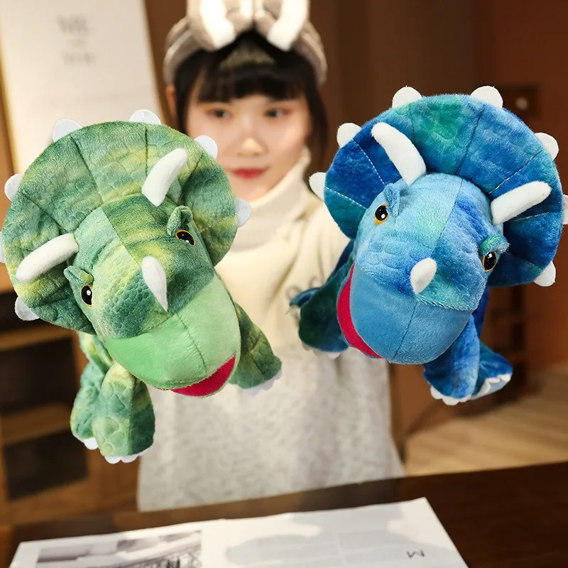 Cartoon dinosaurus handpop pluche knuffel voor baby vroeg onderwijs ouder-kind interactief show & play