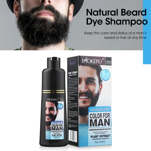 Imagen 2 del producto Champú de tinte de barba permanente Natural de 200ml, coloración de barba de larga duración para hombres, eliminación de Color de cabello blanco y gris, cuidado de la barba