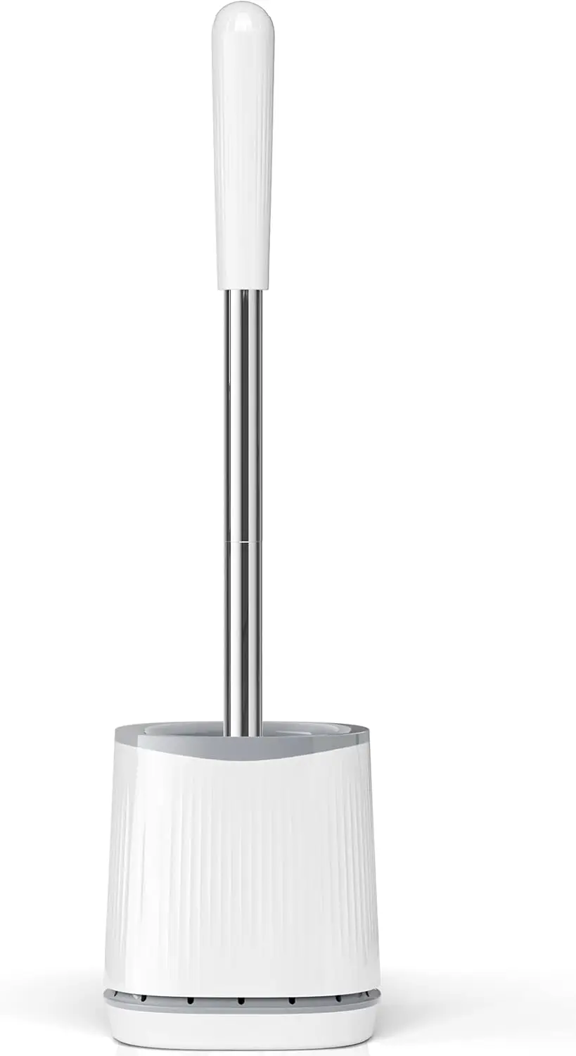 

Toilet Brush and Holder Set, Ventilated Bristle Brush with Wall Mount, Compact Bathroom Cleaning Tool