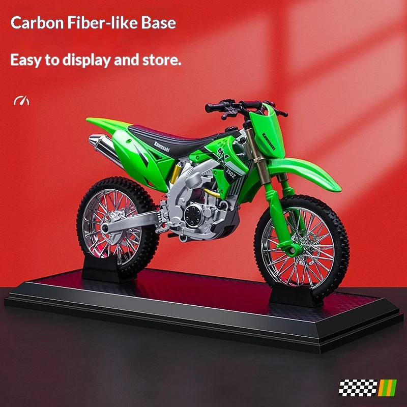

Модель внедорожного мотоцикла Kawasaki в масштабе 1:10 из сплава с звуковыми эффектами, передними и задними амортизаторами, настольное украшение, игрушка для мальчиков